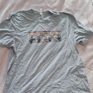 Barstool Sports- Gray Graphic Tee with 'Go Stangs Go' Design